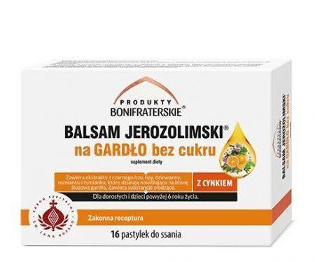Balsam Jerozolimski na Gardło, bez cukru, 16 pastylek do ssania