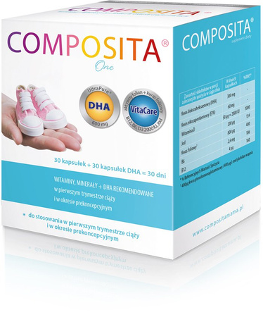 Composita One 60 sztuk, 30 kapsułek z DHA + 30 kapsułek