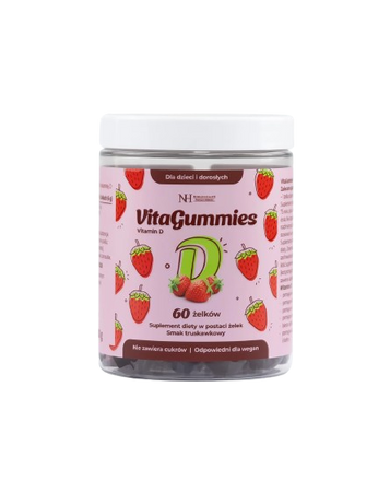 Noble Health VitaGummies Vitamin D, żelki truskawkowe, 60 sztuk