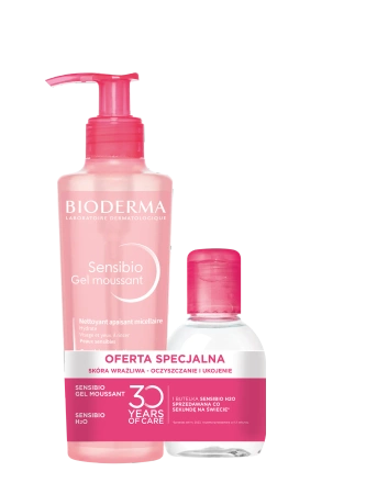 Bioderma Zestaw Sensibio Żel Oczyszczający 200 ml + H2O płyn 100 ml 