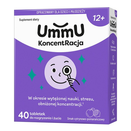 UmmU Koncentracja 12+, tabletki do rozgryzania i żucia, 40 sztuk