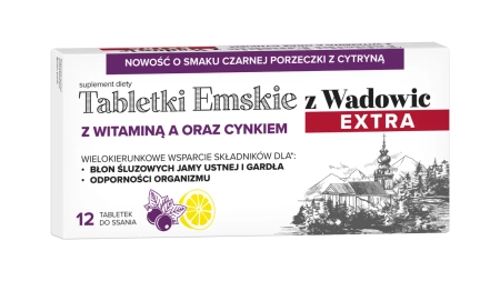 Tabletki Emskie z Wadowic EXTRA Z WITAMINĄ C ORAZ CYNKIEM 12 tabletek 