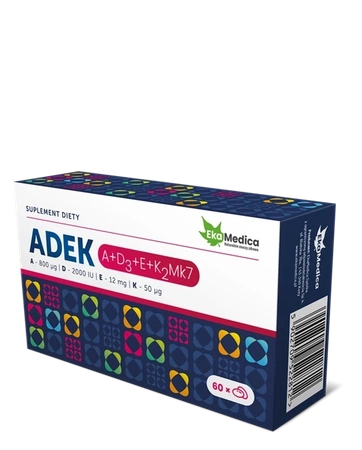 EKAMEDICA ADEK, A+D3+E+K2Mk7, 60KAPSUŁEK