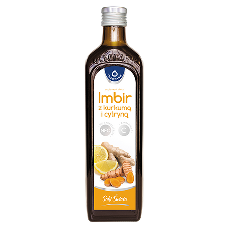 OLEOFARM IMBIR Z KURKUMĄ, CYTRYNĄ,WIT.C SOK 490ML 