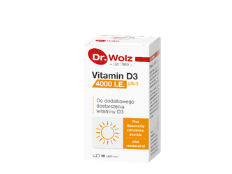 VITAMIN D3 4000 I.U.PLUS, witamina D3, 60KAPSUŁEK (DR.WOLZ)