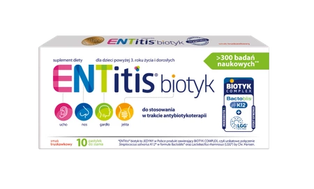 Entitis Biotyk, probiotyk przy antybiotykoterapii, 10 pastylek do ssania