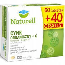Naturell Cynk Organiczny + C 100 tabletek 