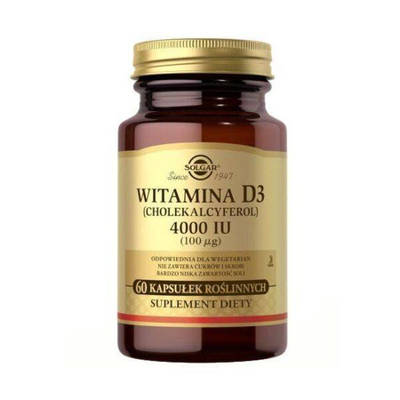 SOLGAR WITAMINA D3 4000 IU 60KAPSUŁEK