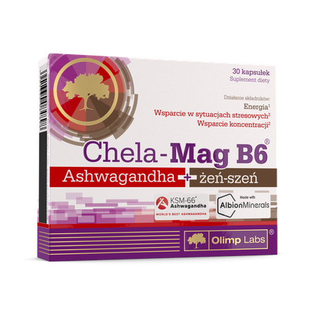 Olimp Chela-Mag B6 Ashwagandha + Żeń-szeń 30 kapsułek