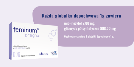Feminum Pregna, globulki dopochwowe z mio-inozytolem,  3 sztuki