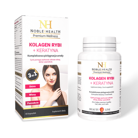 Noble Health Kolagen Rybi + Keratyna 60 kapsułek
