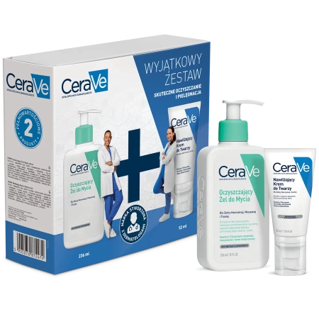 Zestaw CeraVe, żel do mycia + krem do twarzy