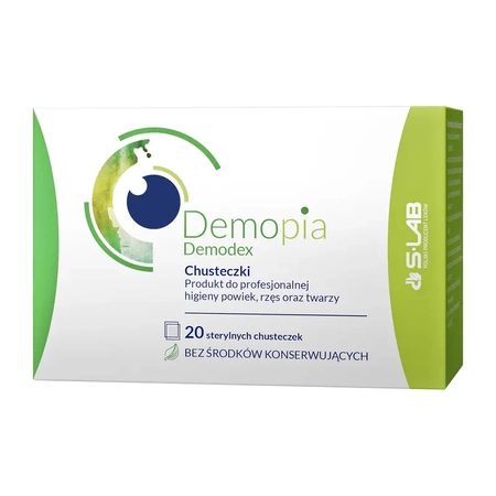 DEMOPIA DEMODEX CHUSTECZKI STERYLNE, do higieny powiek, rzęs, twarzy 20SZT
