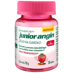 Junior-Angin, Żelki na gardło, smak truskawkowy. 30 sztuk