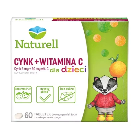 Naturell Cynk + Witamina C dla dzieci 60 tabletek
