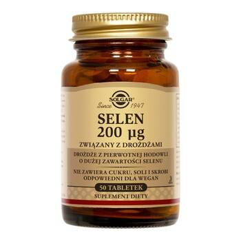 SOLGAR SELEN 200MCG Z DROŻDŻY 50TABLETEK