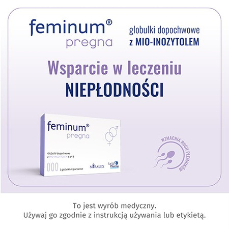 Feminum Pregna, globulki dopochwowe z mio-inozytolem,  3 sztuki