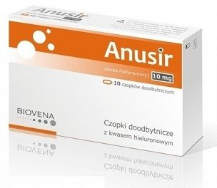 Anusir, czopki na hemoroidy, 10 sztuk