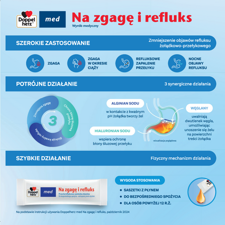 Doppelherz Med Na zgagę i refluks, płyn, 20 jednodawkowych saszetek