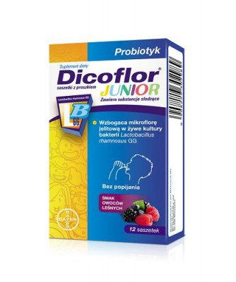 Dicoflor Junior, saszetki o smaku owocow leśnych, 12 sztuk 