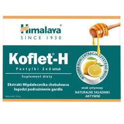 Himalaya  Koflet-H, smak cytrynowy, 12 pastylek do ssania