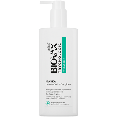 Biovax Trychologic Wypadanie, Maska do włosów i skóry głowy, 200 ml 
