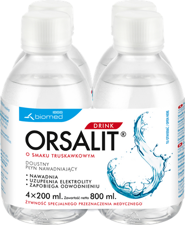 ORSALIT DRINK, SMAK TRUSKAWKOWY 4 X 200ML