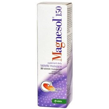 MAGNESOL 150, 20 TABLETEK MUSUJĄCYCH
