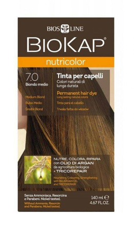 BIOKAP NUTRICOLOR 7.0 ŚREDNI BLOND 1ZESTAW