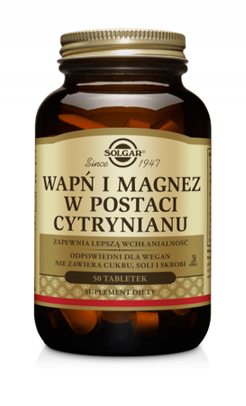 SOLGAR WAPŃ I MAGNEZ, POSTAĆ CYTRYNIANU 50TABLETEK