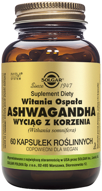 SOLGAR ASHWAGANDHA ,WYCIĄG Z KORZENIA 60KAPSUŁEK