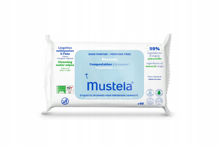 Mustela Kompostowalne chusteczki nawilżane z wodą 60 sztuk