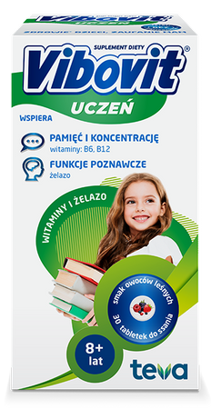 Vibovit Uczeń, Witaminy + Żelazo, 30 tabletek do ssania 