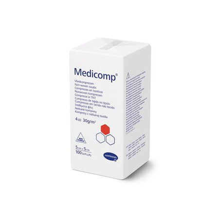 KOMPRESY NIEJAŁOWE, MEDICOMP 5X5CM 100SZTUK