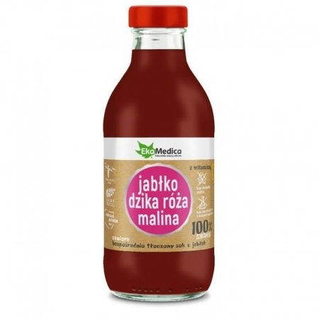 EKAMEDICA SOK JABŁKO DZIKA RÓŻA MALINA 300ML