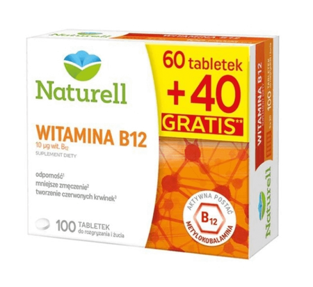 Naturell Witamina B12 100 tabletek do żucia