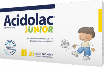 ACIDOLAC JUNIOR 20MISIO-TABLETEK, BIAŁA CZEKOLADA