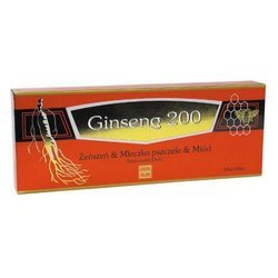 GINSENG200 ŻEŃSZEŃ,MLECZKO PSZCZELE,MIÓD 10AMPUŁEK