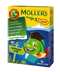 MOLLER'S OMEGA-3 RYBKI SMAK OWOCOWY ŻELKI 36SZTUK