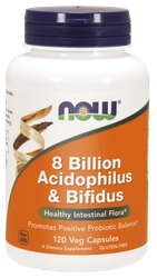 NOW FOODS 8 BILION ACIDOPHILUS & BIFIDUS, probiotyk, 120KAPSUŁEK 