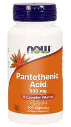 NOW FOODS PANTHOTENIC ACID 500MG 100KAPSUŁEK