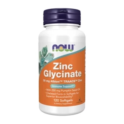 NOW FOODS ZINC GLYCINATE, cynk i olej z pestek dyni, 120KAPSUŁEK