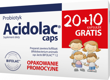 ACIDOLAC CAPS, probiotyk, (20+10 KAPSUŁEK GRATIS)