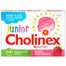 CHOLINEX JUNIOR SMAK MALINOWY 16PASTYLEK DO SSANIA