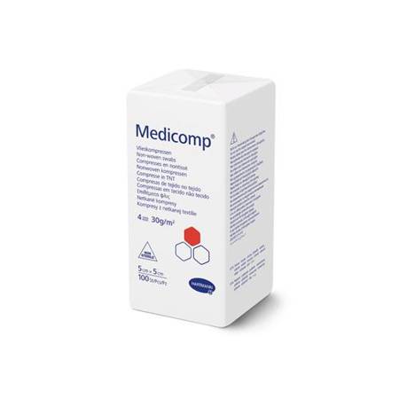 KOMPRESY NIEJAŁOWE, MEDICOMP 5X5CM 100SZTUK