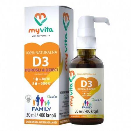 MYVITA WITAMINA D3 FAMILY, DZIECI I DOROŚLI, KROPLE 30ML