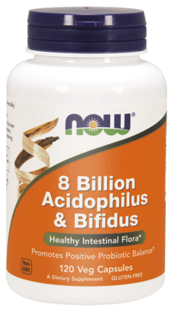 NOW FOODS 8 BILION ACIDOPHILUS & BIFIDUS, probiotyk, 120KAPSUŁEK 