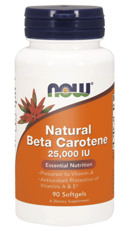 NOW FOODS NATURAL BETA CAROTENE 25000IU, beta karoten, 90KAPSUŁEK