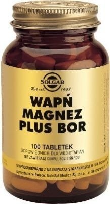 SOLGAR WAPŃ MAGNEZ+BOR 100 TABLETEK